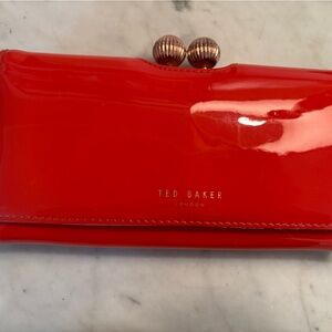 Ted Baker Red Patent Leather Clutch Wallet